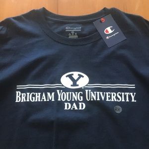 Mens Tshirt Brigham Young University BYU Dad XXL Navy Champion short sleeve